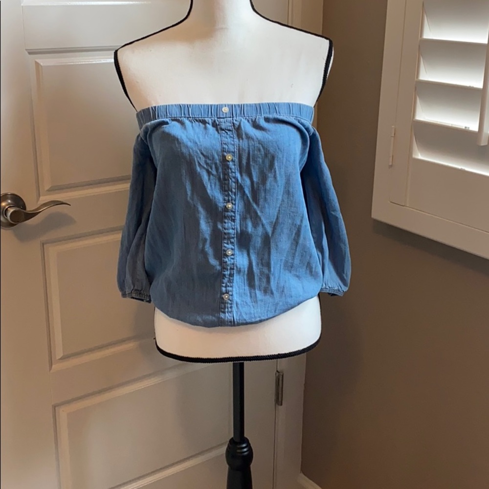 NWT Be Cool Off The Shoulder Denim Top